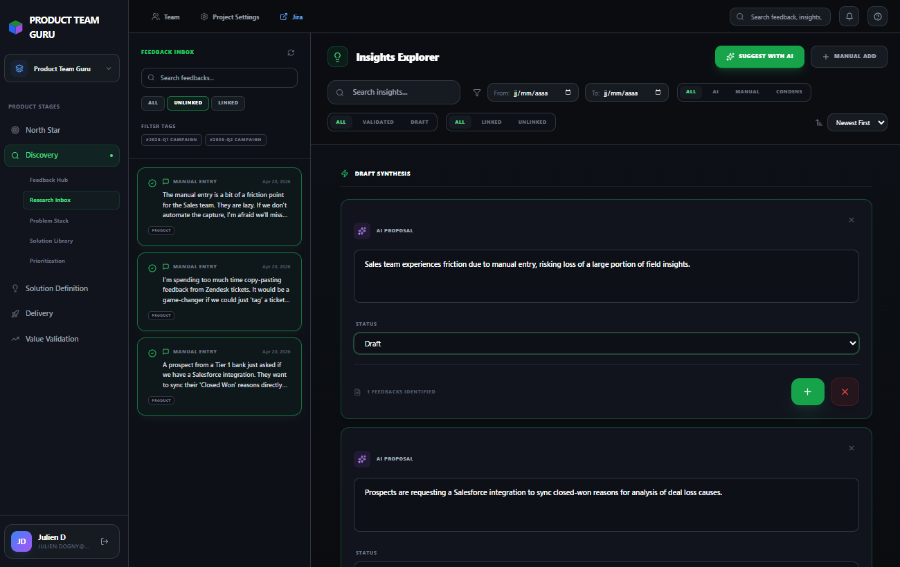 Product tour capture for insights identification