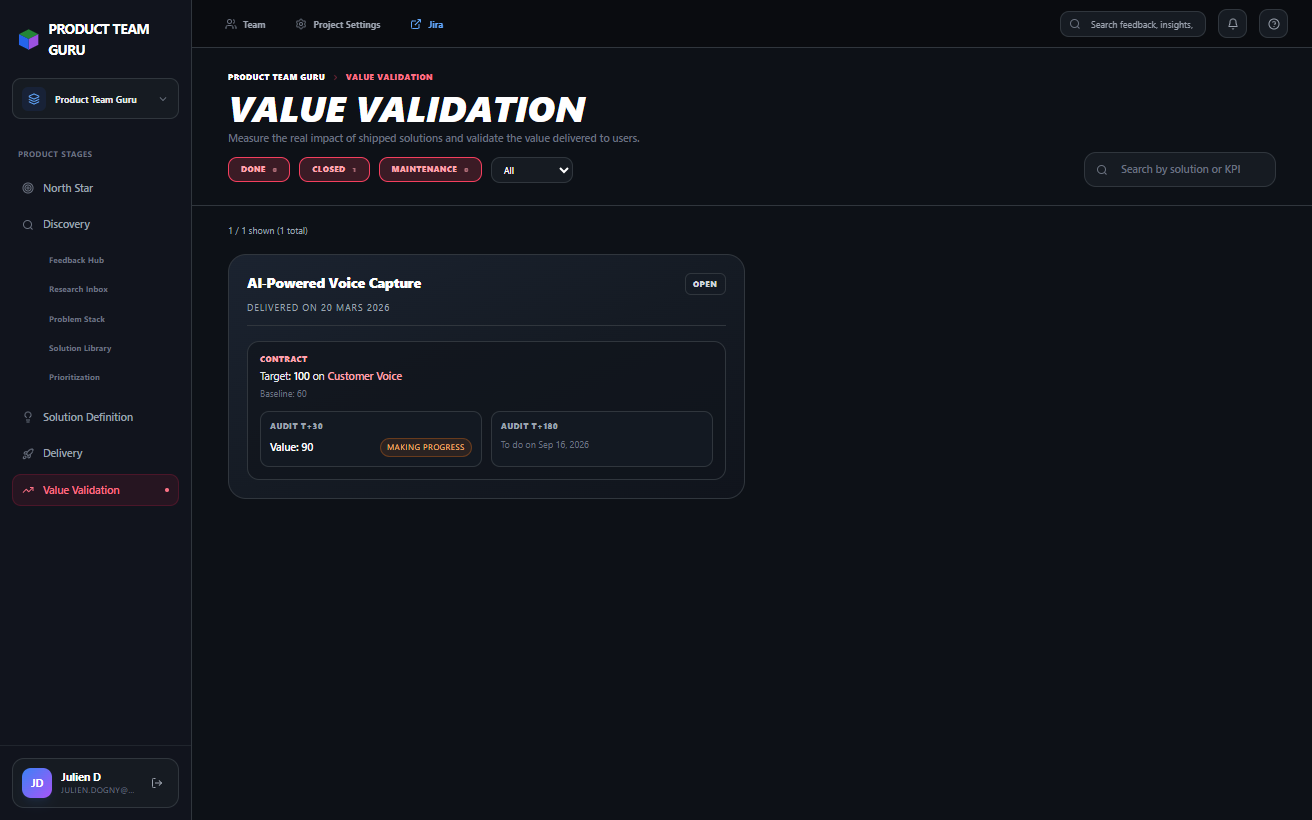 Product tour capture for solution impact audit